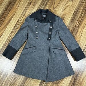 Rothschild Girls Wool Jacket Size 7 Wool Blend Button Down Peacoat-inspired Grey